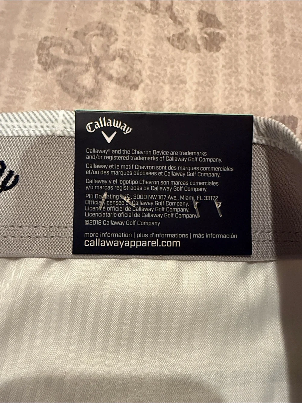 Callaway Light Gray Windowpane Golf Shorts